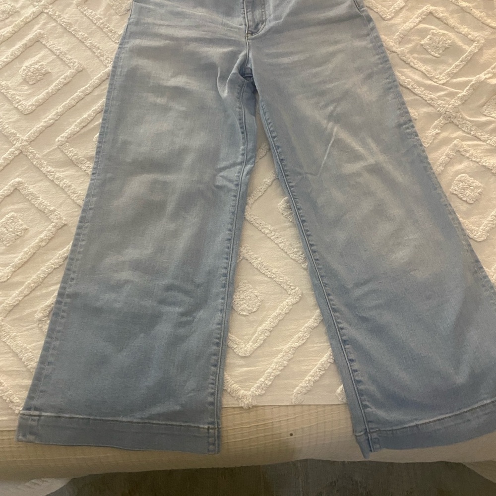 Lands' End Light Blue High-Rise Wide Leg Jean